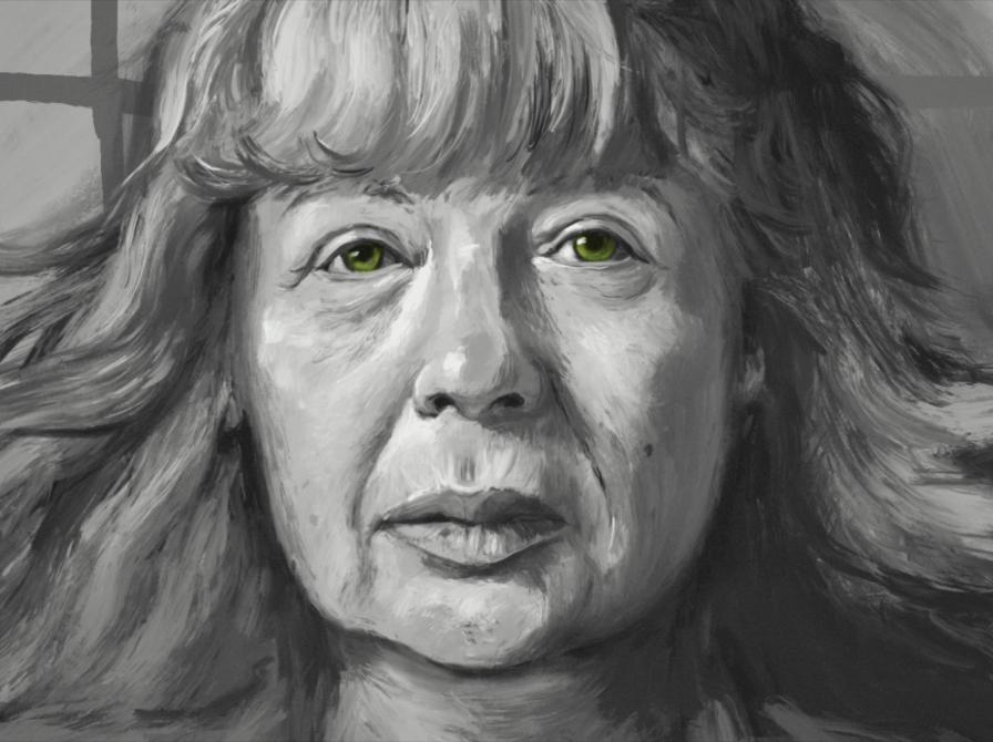 Et tegnet billede af Tove Ditlevsen i Sort hvid